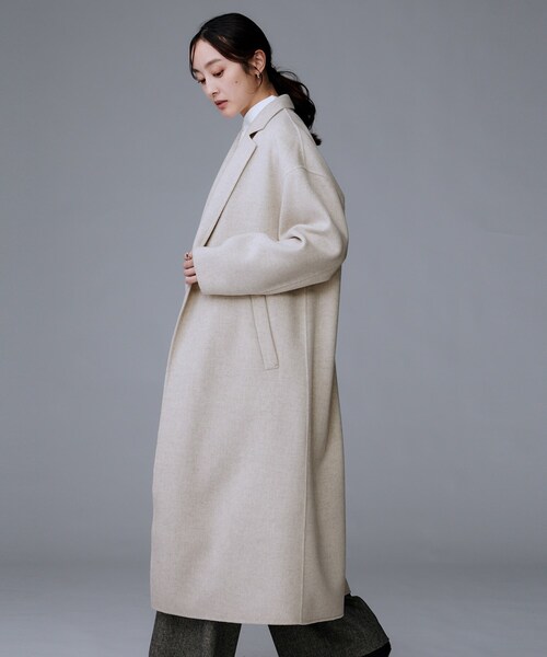 UNTITLED（アンタイトル）の「【ロング丈/軽やか】テーラード　リバーコート（チェスターコート・レディース・ベージュ/ナチュラル・04/00/01/02/03/44/48）」の6枚目の写真