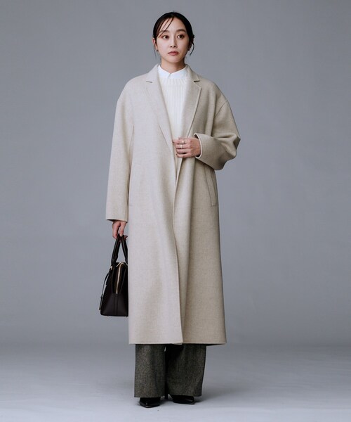 UNTITLED（アンタイトル）の「【ロング丈/軽やか】テーラード　リバーコート（チェスターコート・レディース・ベージュ/ナチュラル・04/00/01/02/03/44/48）」の7枚目の写真