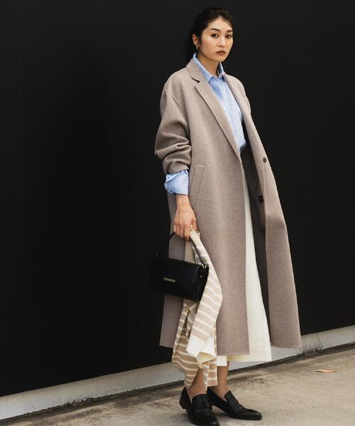 UNTITLED（アンタイトル）の「【ロング丈/軽やか】テーラード　リバーコート（チェスターコート・レディース・ベージュ/ナチュラル・04/00/01/02/03/44/48）」の10枚目の写真