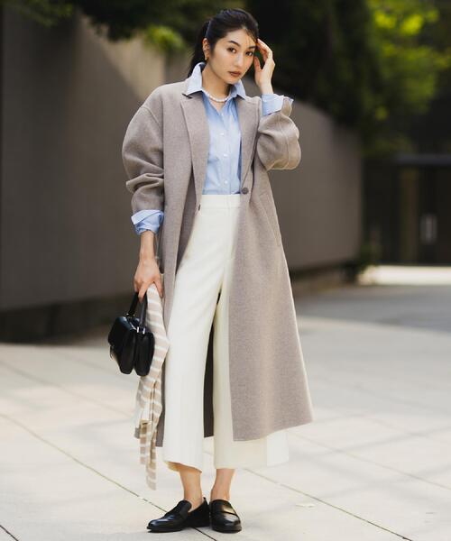 UNTITLED（アンタイトル）の「【ロング丈/軽やか】テーラード　リバーコート（チェスターコート・レディース・ベージュ/ナチュラル・04/00/01/02/03/44/48）」の11枚目の写真