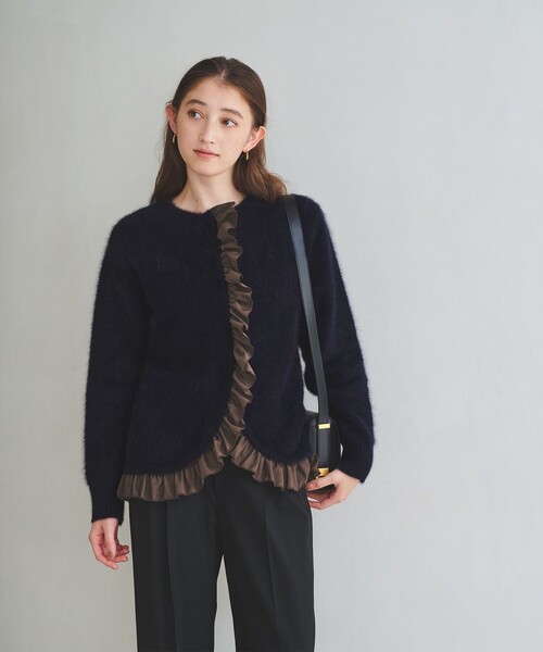 美品UNITED ARROWS ネイビー フリルカーディガン UNITED ARROWS（ユナイテッドアローズ）の「フリルカラー