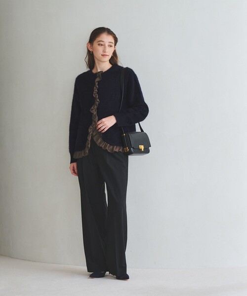 UNITED ARROWS（ユナイテッドアローズ）の「フォックスカシミヤ フリルコンビ カーディガン（カーディガン/ボレロ・レディース・ダークグレー/ネイビー/ブラック・FREE）」の8枚目の写真