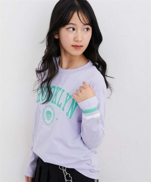 QUNTSTYLE（キュントスタイル）の「長袖プリントＴシャツ　<綿100%>（Tシャツ/カットソー・キッズ・ホワイト系1/ホワイト系2/ブラック/サックスブルー/ブルー/ラベンダー・140/150/160）」の6枚目の写真