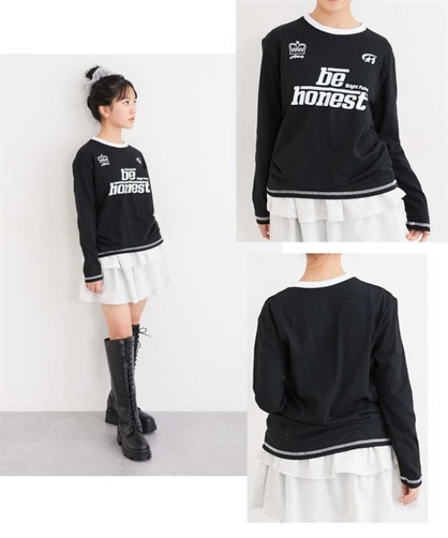 QUNTSTYLE（キュントスタイル）の「長袖プリントＴシャツ　<綿100%>（Tシャツ/カットソー・キッズ・ホワイト系1/ホワイト系2/ブラック/サックスブルー/ブルー/ラベンダー・140/150/160）」の16枚目の写真