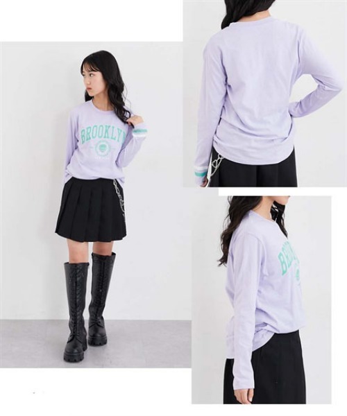 QUNTSTYLE（キュントスタイル）の「長袖プリントＴシャツ　<綿100%>（Tシャツ/カットソー・キッズ・ホワイト系1/ホワイト系2/ブラック/サックスブルー/ブルー/ラベンダー・140/150/160）」の20枚目の写真