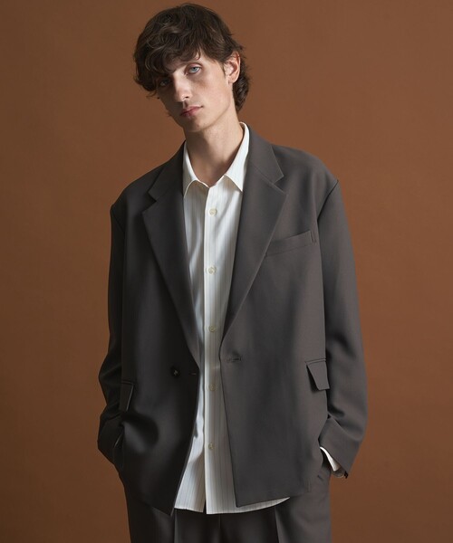 PUBLIC TOKYO（パブリックトウキョウ）の「〈セットアップ対応〉GRツイル リラックスジャケット（セットアップ・メンズ・ダークブラウン/グレー/ブラック・1/2）」の3枚目の写真