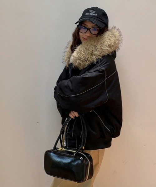 セール】フェイクファー フード付きボアライナーブルゾン（ブルゾン