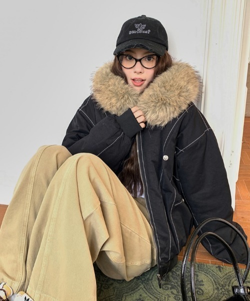 ライナーボアブルゾン フェイクファー フード付きボアライナーブルゾン（ブルゾン