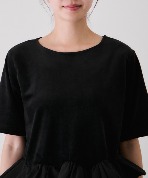 Jayro(ジャイロ)の「裾デコフリルベロアTシャツ(Tシャツ/カットソー・レディース・ブラック/オフホワイト・M)」の21枚目の写真