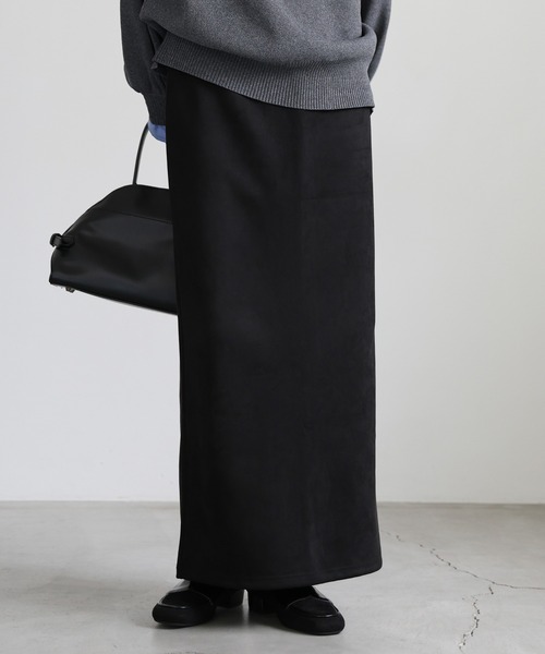 select MOCA(セレクトモカ)の「フェイクスエードナロースカート(スカート・レディース・モカ/ブラック/アイボリー・MEDIUM/LARGE)」の1枚目の写真