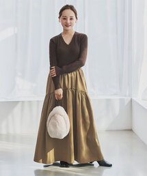 KOBE LETTUCE | [ 田中亜希子さんコラボ ]選べるネック ニットトップスドッキングワンピース(ワンピース)