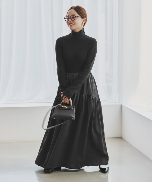 田中 田中亜希子さんコラボ ]選べるネック ニットトップスドッキング