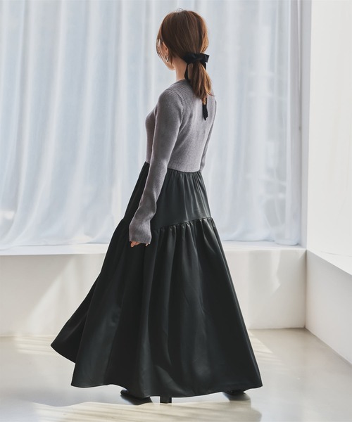 KOBE LETTUCE（コウベレタス）の「[ 田中亜希子さんコラボ ]選べるネック ニットトップスドッキングワンピース（ワンピース・レディース・ブラック/ブラウン系/ブラック系/グレー系1/グレー系/ブラウン系1・M/PM）」の13枚目の写真