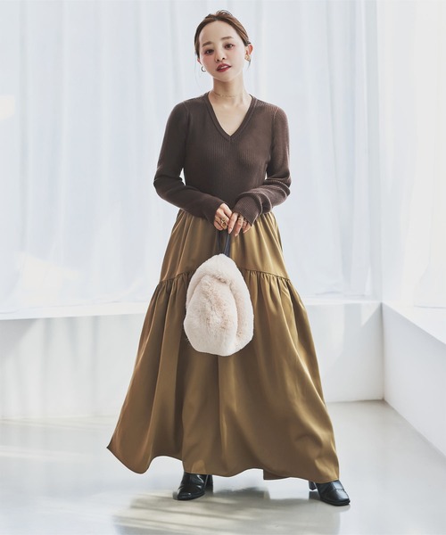 【tokko1986】 田中亜希子さんコラボ ]選べるネック ニットトップスドッキング