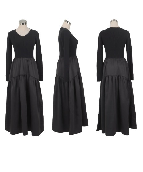 田中亜希子さんコラボ ]選べるネック ニットトップスドッキング