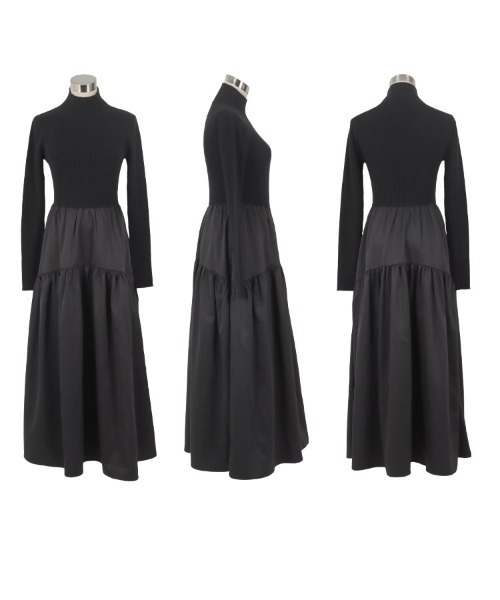 田中亜希子さんコラボ ]選べるネック ニットトップスドッキング