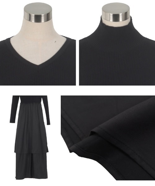 KOBE LETTUCE（コウベレタス）の「[ 田中亜希子さんコラボ ]選べるネック ニットトップスドッキングワンピース（ワンピース・レディース・ブラック/ブラウン系/ブラック系/グレー系1/グレー系/ブラウン系1・M/PM）」の20枚目の写真