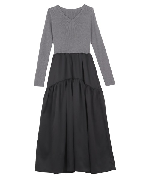 田中 田中亜希子さんコラボ ]選べるネック ニットトップスドッキング