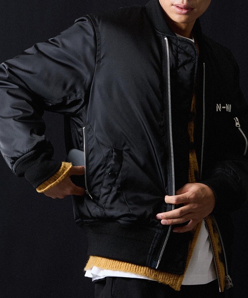 NUMBER (N)INE MA-1ジャケット ブラック PRINTED MA-1 JACKET / プリント エムエーワン ジャケット