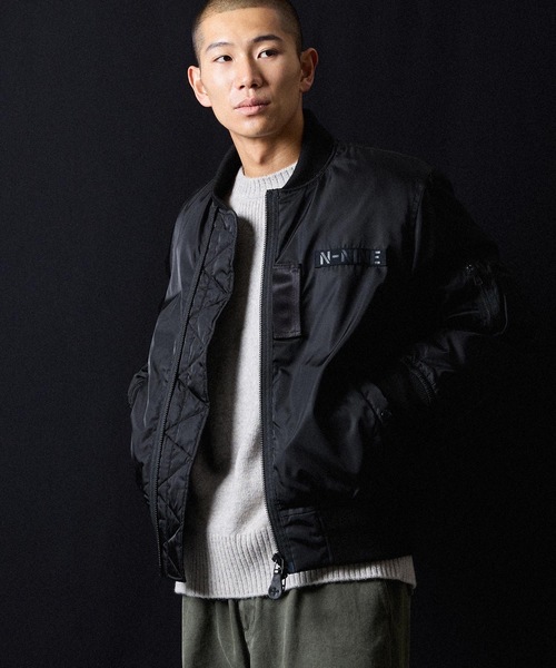 99AW ナンバーナイン フライトジャケット MA-1 ブルゾン セール】PRINTED MA-1 JACKET / プリント エムエーワン ジャケット（MA