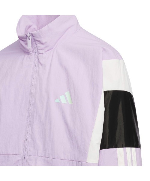 adidas（アディダス）の「アディダス adidas ガールズ ウーブン ルーズフィット フルジップ ジャケット（ナイロンジャケット・キッズ・ブラック/パープル・110cm/120cm/130cm/140cm/150cm/160cm）」の4枚目の写真