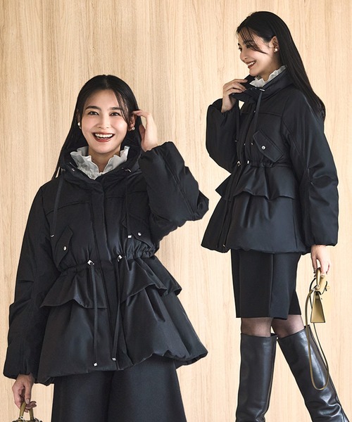 エルマンノシェルヴーノ ベロア ダウン コート リボン ブラック 40 エルマンノシェルヴーノ ベロア ダウン コート リボン ブラック 40