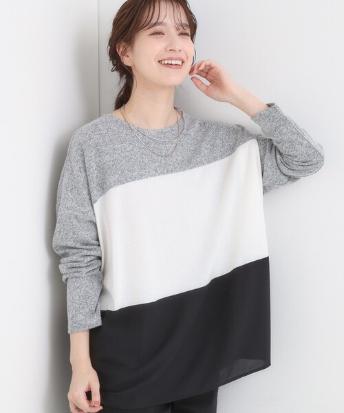 SHOO・LA・RUE(シューラルー)の「【S-LL】インしないで着られる 3段切り替えトップス(Tシャツ/カットソー・レディース・ブラック系4/グレー系4/ワイン系6/ブルーグリーン・01/02/03/04)」の3枚目の写真