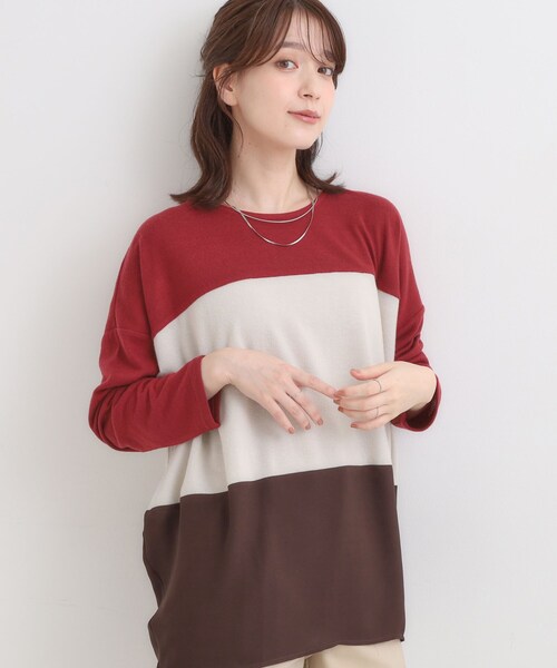 セール】【S-LL】インしないで着られる 3段切り替えトップス（Tシャツ