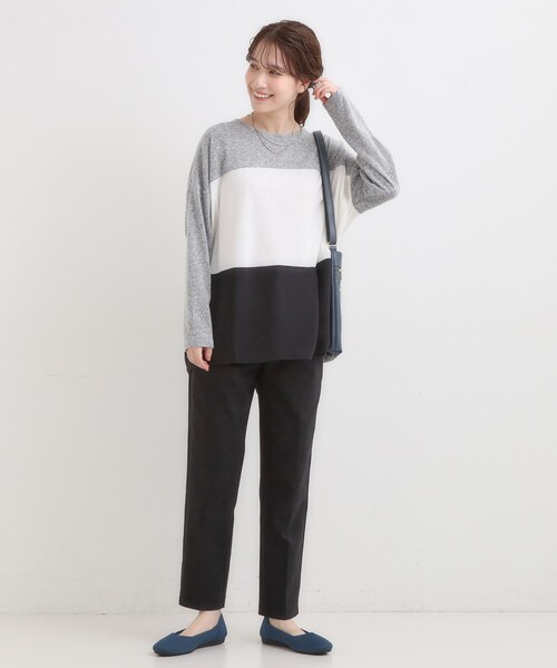 SHOO・LA・RUE(シューラルー)の「【S-LL】インしないで着られる 3段切り替えトップス(Tシャツ/カットソー・レディース・ブラック系4/グレー系4/ワイン系6/ブルーグリーン・01/02/03/04)」の14枚目の写真