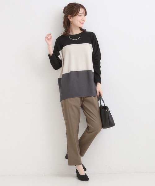 SHOO・LA・RUE(シューラルー)の「【S-LL】インしないで着られる 3段切り替えトップス(Tシャツ/カットソー・レディース・ブラック系4/グレー系4/ワイン系6/ブルーグリーン・01/02/03/04)」の18枚目の写真