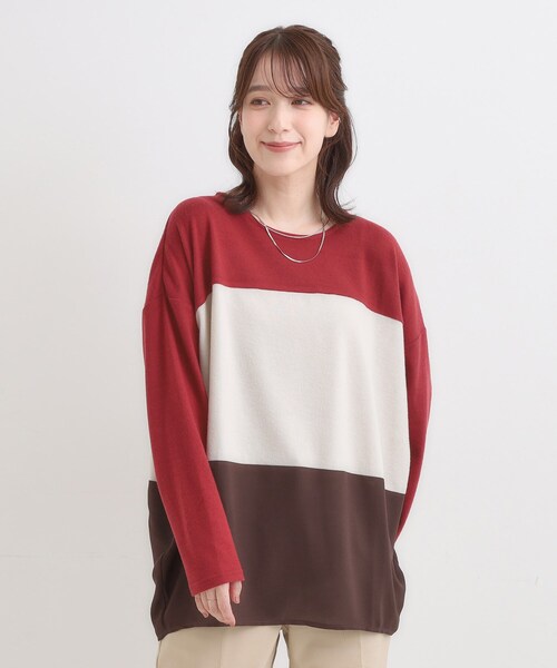 SHOO・LA・RUE(シューラルー)の「【S-LL】インしないで着られる 3段切り替えトップス(Tシャツ/カットソー・レディース・ブラック系4/グレー系4/ワイン系6/ブルーグリーン・01/02/03/04)」の20枚目の写真