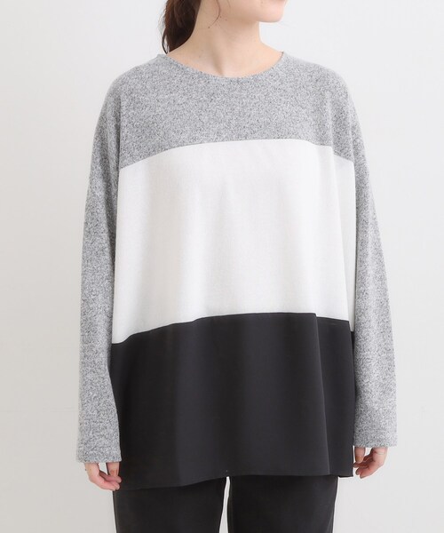 SHOO・LA・RUE(シューラルー)の「【S-LL】インしないで着られる 3段切り替えトップス(Tシャツ/カットソー・レディース・ブラック系4/グレー系4/ワイン系6/ブルーグリーン・01/02/03/04)」の6枚目の写真