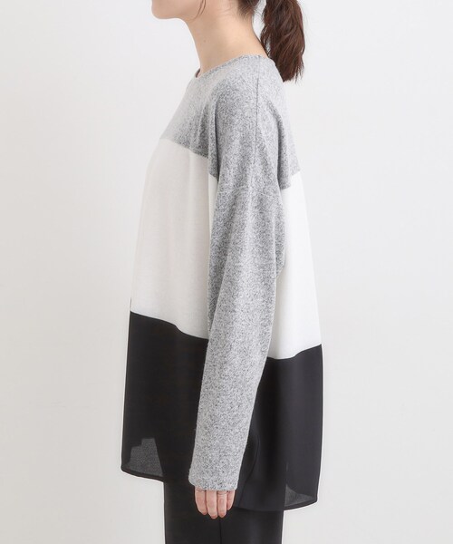 SHOO・LA・RUE(シューラルー)の「【S-LL】インしないで着られる 3段切り替えトップス(Tシャツ/カットソー・レディース・ブラック系4/グレー系4/ワイン系6/ブルーグリーン・01/02/03/04)」の7枚目の写真