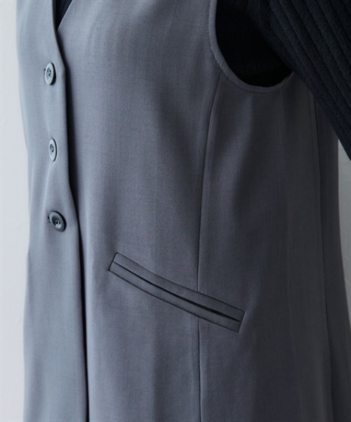 7days Life Styling（セブンデイズライフスタイリング）の「落ち感ドレープ素材ミドル丈フレアジレ（タテヨコストレッチ・しわになりにくい・速乾・ＵＶカット）＜大きいサイズ有＞（ベスト・レディース・グレー/ブラック・M/L/LL/3L）」の19枚目の写真