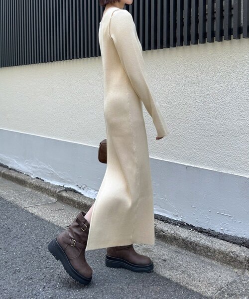 mline（エムライン）の「[mline]カットアウト ニットワンピース（ワンピース・レディース・アイボリー/チャコールグレー/ブラウン/モカ・1/2）」の15枚目の写真