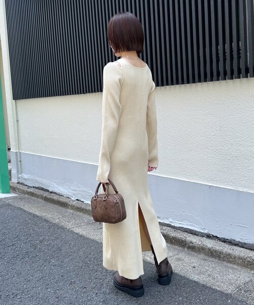mline（エムライン）の「[mline]カットアウト ニットワンピース（ワンピース・レディース・アイボリー/チャコールグレー/ブラウン/モカ・1/2）」の19枚目の写真