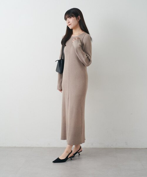 mline（エムライン）の「[mline]カットアウト ニットワンピース（ワンピース・レディース・アイボリー/チャコールグレー/ブラウン/モカ・1/2）」の7枚目の写真