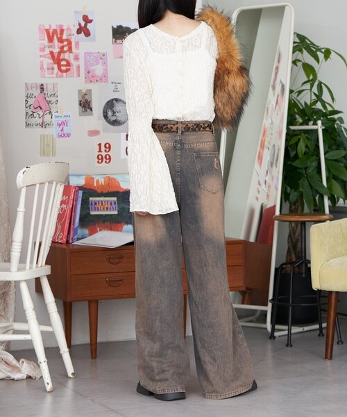 CIAOPANIC（チャオパニック）の「【neutral by ciaopanic】ヴィンテージライクワイドデニムパンツ（デニムパンツ・レディース・ブラウン・FREE）」の8枚目の写真