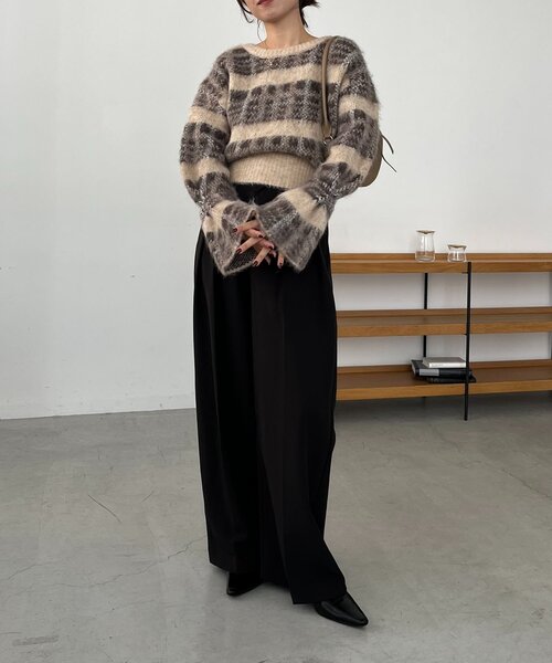 CAPRICIEUX LE'MAGE（カプリシューレマージュ）の「チェックシャギープルオーバー（ニット/セーター・レディース・ベージュ/ブラック・FREE）」の10枚目の写真