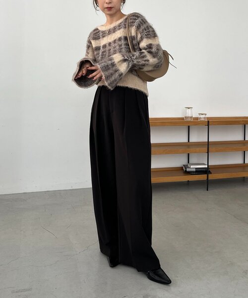 CAPRICIEUX LE'MAGE（カプリシューレマージュ）の「チェックシャギープルオーバー（ニット/セーター・レディース・ベージュ/ブラック・FREE）」の14枚目の写真