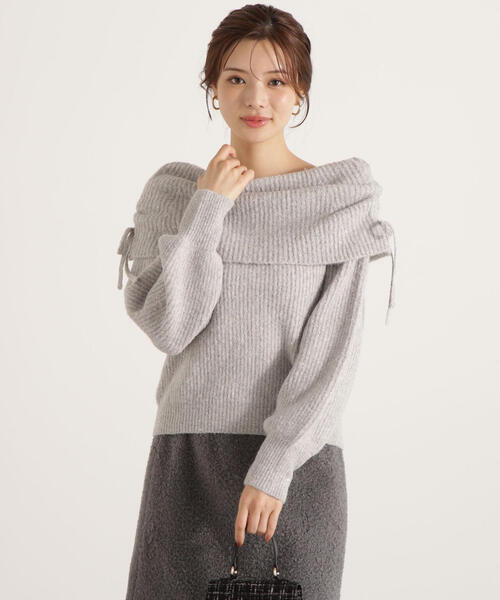 PROPORTION BODY DRESSING（プロポーションボディドレッシング）の「リボン付きオフショルニット / 1215270123（ニット/セーター・レディース・ベージュ/ホワイト系その他/グレー・FREE）」の7枚目の写真