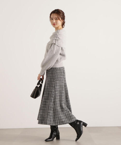 PROPORTION BODY DRESSING（プロポーションボディドレッシング）の「リボン付きオフショルニット / 1215270123（ニット/セーター・レディース・ベージュ/ホワイト系その他/グレー・FREE）」の8枚目の写真