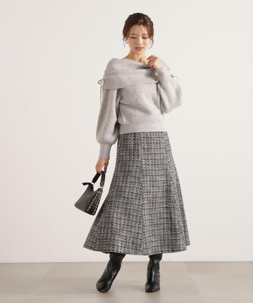 PROPORTION BODY DRESSING（プロポーションボディドレッシング）の「リボン付きオフショルニット / 1215270123（ニット/セーター・レディース・ベージュ/ホワイト系その他/グレー・FREE）」の9枚目の写真