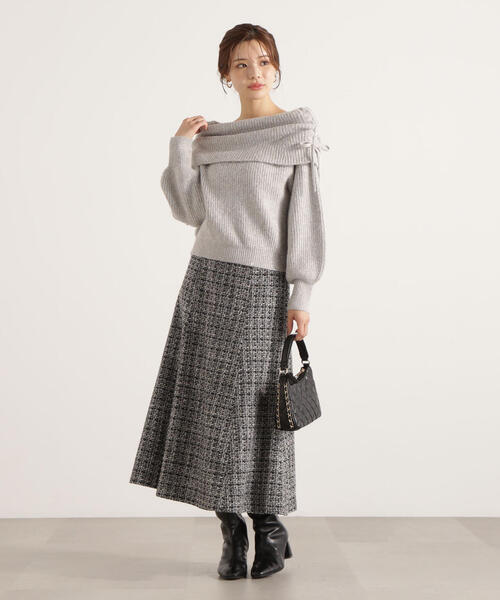 PROPORTION BODY DRESSING（プロポーションボディドレッシング）の「リボン付きオフショルニット / 1215270123（ニット/セーター・レディース・ベージュ/ホワイト系その他/グレー・FREE）」の11枚目の写真