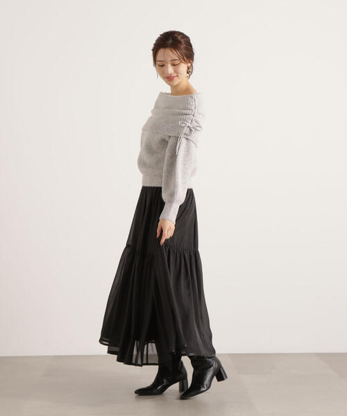 PROPORTION BODY DRESSING（プロポーションボディドレッシング）の「リボン付きオフショルニット / 1215270123（ニット/セーター・レディース・ベージュ/ホワイト系その他/グレー・FREE）」の12枚目の写真