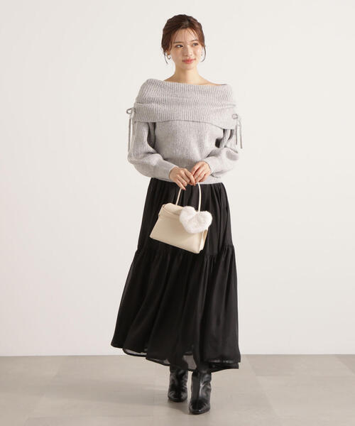 PROPORTION BODY DRESSING（プロポーションボディドレッシング）の「リボン付きオフショルニット / 1215270123（ニット/セーター・レディース・ベージュ/ホワイト系その他/グレー・FREE）」の13枚目の写真