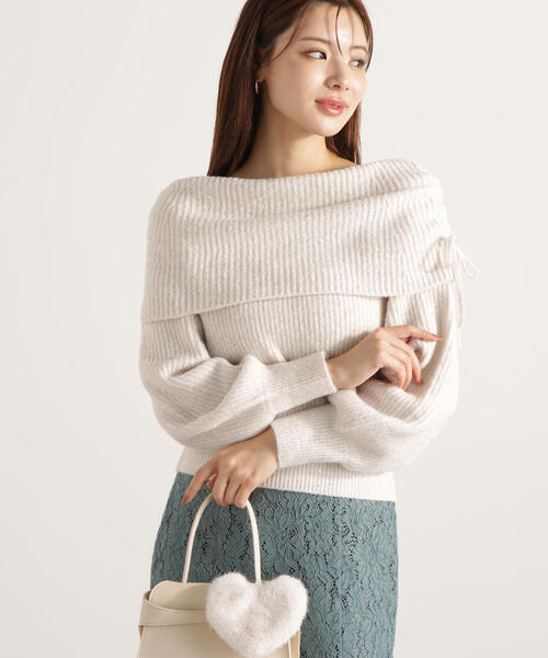 PROPORTION BODY DRESSING（プロポーションボディドレッシング）の「リボン付きオフショルニット / 1215270123（ニット/セーター・レディース・ベージュ/ホワイト系その他/グレー・FREE）」の17枚目の写真