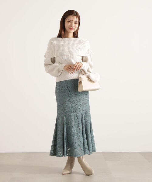 PROPORTION BODY DRESSING（プロポーションボディドレッシング）の「リボン付きオフショルニット / 1215270123（ニット/セーター・レディース・ベージュ/ホワイト系その他/グレー・FREE）」の18枚目の写真