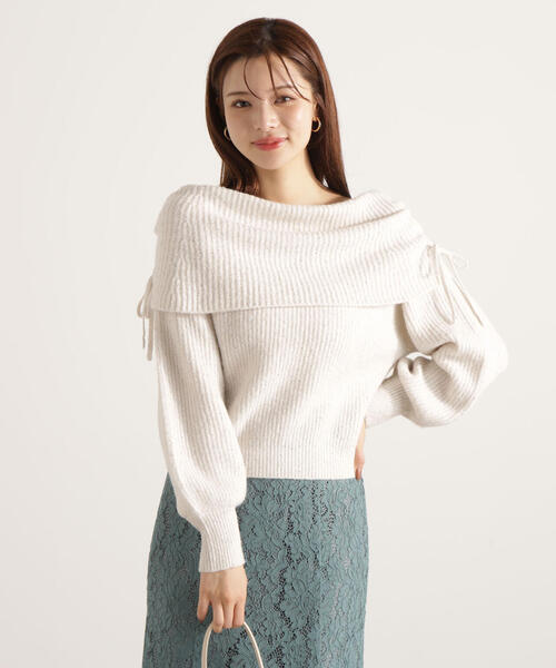 PROPORTION BODY DRESSING（プロポーションボディドレッシング）の「リボン付きオフショルニット / 1215270123（ニット/セーター・レディース・ベージュ/ホワイト系その他/グレー・FREE）」の20枚目の写真
