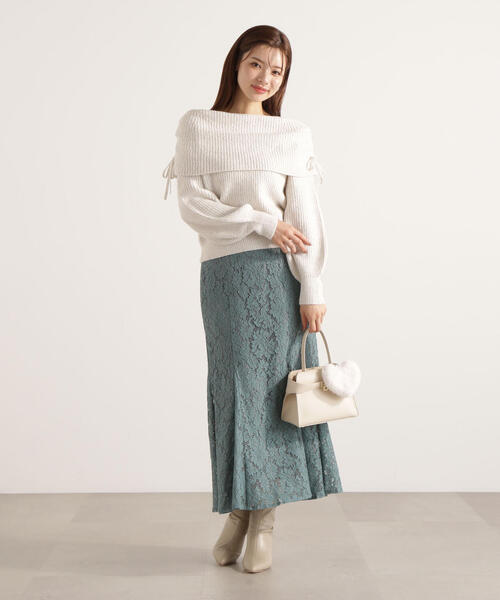 PROPORTION BODY DRESSING（プロポーションボディドレッシング）の「リボン付きオフショルニット / 1215270123（ニット/セーター・レディース・ベージュ/ホワイト系その他/グレー・FREE）」の22枚目の写真